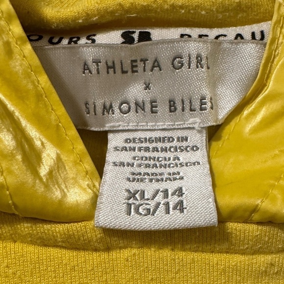 Athleta Girl x Simone Biles Yellow Pullover Hoodie Size XL 14 Sweatshirt - Picture 6 of 6